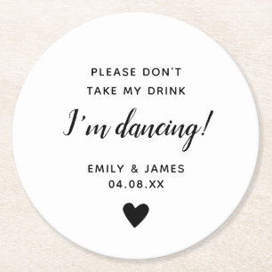 Dessous De Verre Rond Mariage verre Topper Script Love Heart