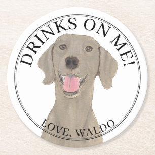 Dessous De Verre Rond Mariage Weimaraner personnalisé