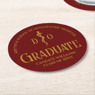 Dessous De Verre Rond Maroon Osteopathic Médicale School Graduation Part