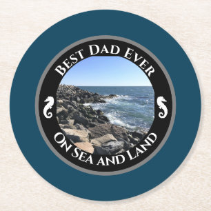 Dessous De Verre Rond Meilleur Papa Jamais Bleu Océan Atlantique Rocky S