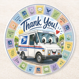 Dessous De Verre Rond Merci aux travailleurs postaux