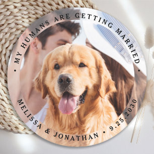 Dessous De Verre Rond Mes humains se marient Photo de chien Fiançailles