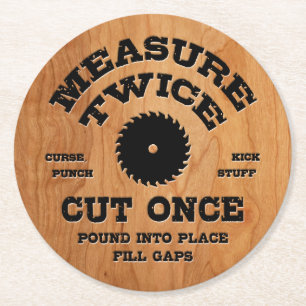 Dessous De Verre Rond Mesure Deux fois IV - bois