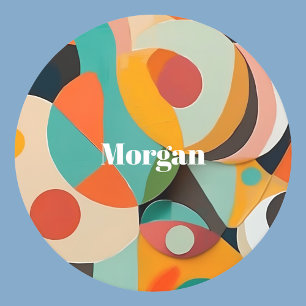 Dessous De Verre Rond Mid Century Art moderne Monogramme ou nom, géométr