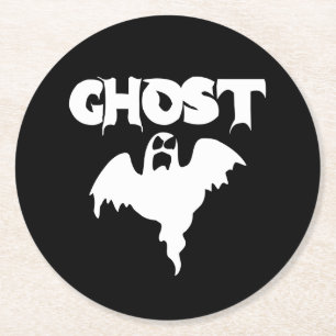 Dessous De Verre Rond Mignon Fantôme Halloween Noir Et Blanc