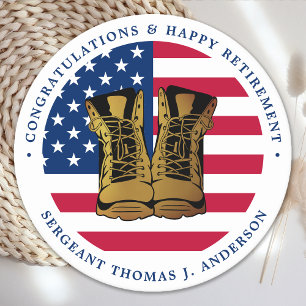 Dessous De Verre Rond Militaire Armée Parti de retraite États-Unis drape