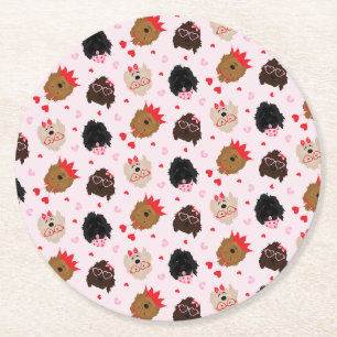 Dessous De Verre Rond Mini Goldendoodle Chiens Valentines Day