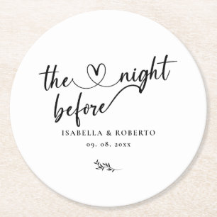 Dessous De Verre Rond Minimal Noir et Blanc La Nuit Avant 