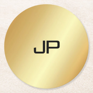 Dessous De Verre Rond Modèle d'or moderne et élégant de Monogramme