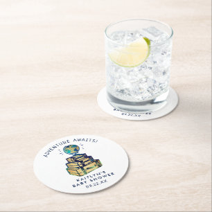 Dessous De Verre Rond Modern Adventure Travel Baby shower