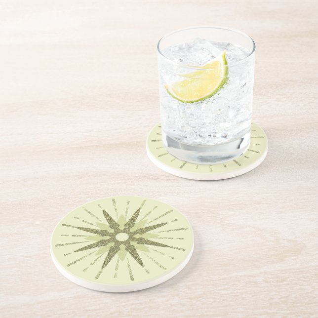 Dessous de verre rond moderne vert de milieu du si (Côté)