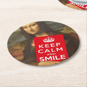 Dessous De Verre Rond Mona Lisa Restez Calme Et Souriez