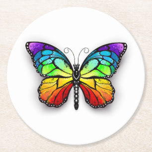 Dessous De Verre Rond Monarque papillon arc-en-ciel