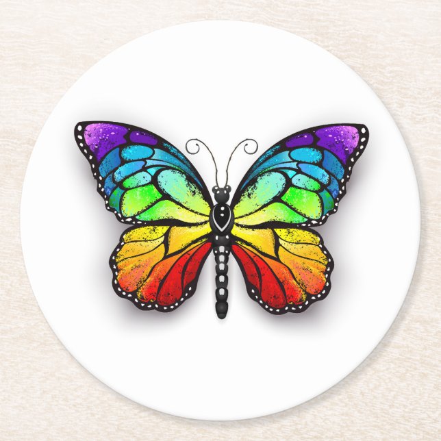 Dessous De Verre Rond Monarque papillon arc-en-ciel (Devant)
