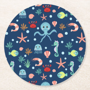 Dessous De Verre Rond Monde marin