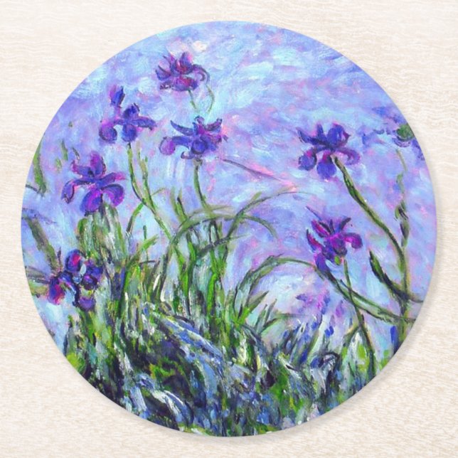 Dessous De Verre Rond Monet Lilac Irises (Devant)