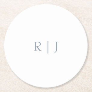 Dessous De Verre Rond Monogramme bleu poussiéreux Initiales Mariage mini