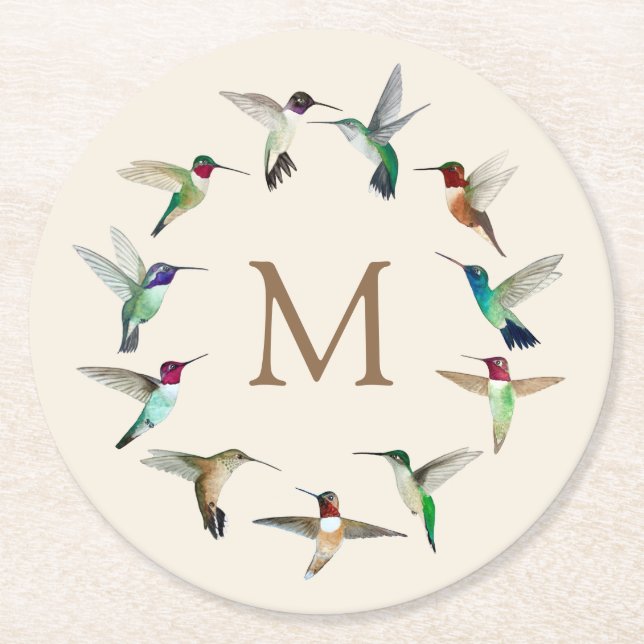 Dessous De Verre Rond Monogramme Colibris (Devant)