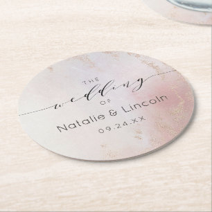 Dessous De Verre Rond Monogramme d'aquarelle Ombre Blush Pink Froid
