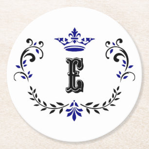 Dessous De Verre Rond Monogramme de couronne 'E'