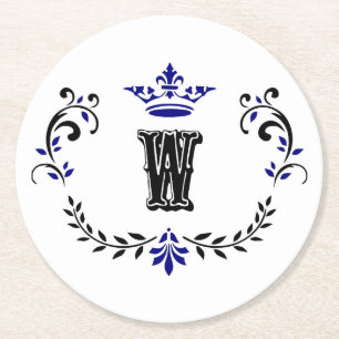 Dessous De Verre Rond Monogramme de couronne 'W'