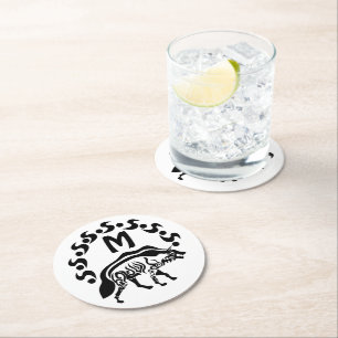 Dessous De Verre Rond Monogramme d'Hyena tribal striée