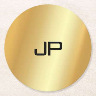 Dessous De Verre Rond Monogramme Elegant moderne Modèle d'apparence or