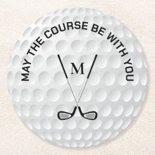 Dessous De Verre Rond Monogramme golf croisé clubs texte personnalisé