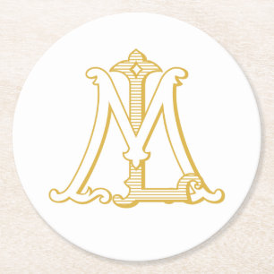 Dessous De Verre Rond Monogramme LM ou ML dessous de verre antiques vint