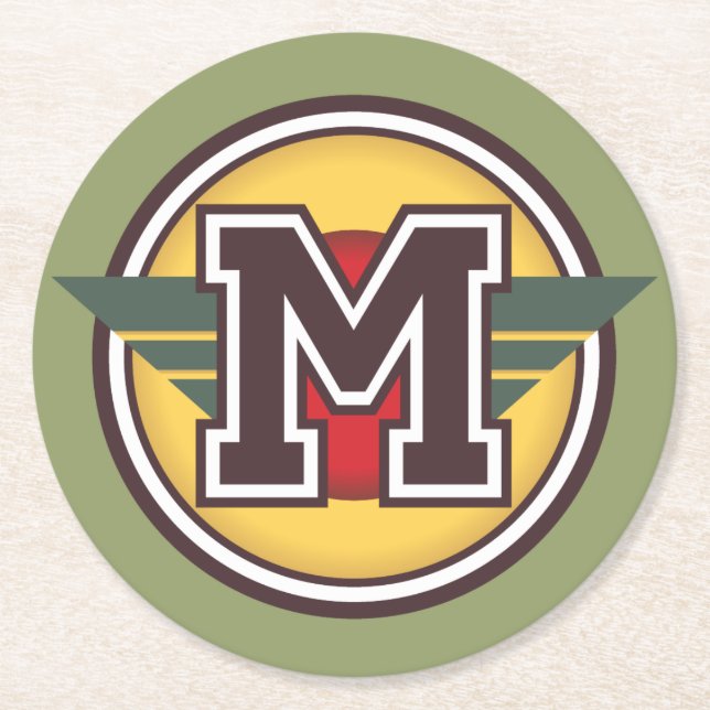 Dessous De Verre Rond Monogramme "M" initial (Devant)