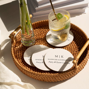 Dessous De Verre Rond Monogramme minimaliste moderne ou ajouter un logo