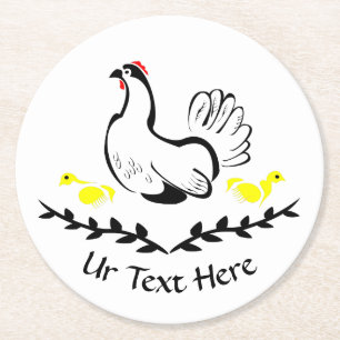 Dessous De Verre Rond Monogramme noir de poule de vecteur