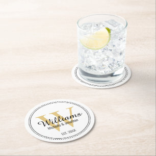 Dessous De Verre Rond Monogramme personnalisé en or neuf