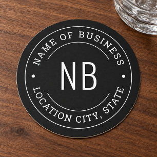 Dessous De Verre Rond Monogramme personnalisé noir rond pour l'emplaceme