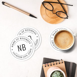 Dessous De Verre Rond Monogramme personnalisé rond blanc pour l'emplacem