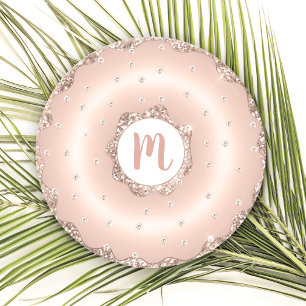 Dessous De Verre Rond Monogramme rose gold pailleté gâteau script