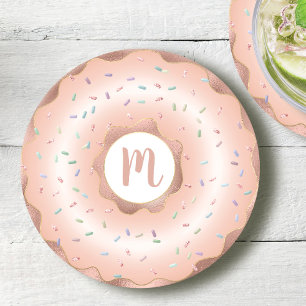 Dessous De Verre Rond Monogramme rose gold rose en relief écriture scrip