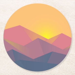 Dessous De Verre Rond Montagnes Rustiques minimaliste géométrique