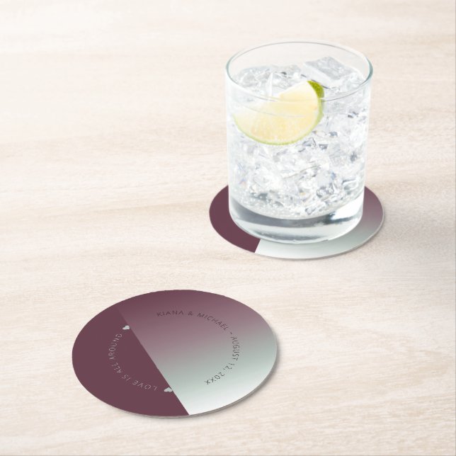 Dessous De Verre Rond Mood Gradient Mariage Bourgogne Mist ID741 (En situation)