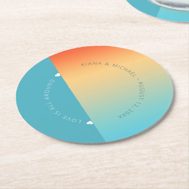 Dessous De Verre Rond Mood Gradient Mariage Ciel tropical ID741 (Incliné)