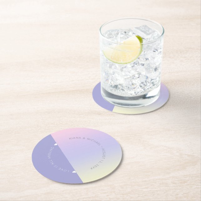 Dessous De Verre Rond Mood Gradient Mariage Pastel Dawn ID741 (En situation)
