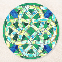 Dessous De Verre Rond Mosaïque de pierre céleste verte