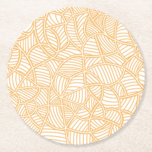 Dessous De Verre Rond Mosaïque feuille aléatoire pâle orange