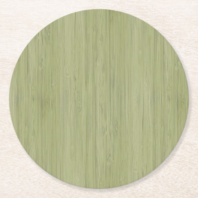 Dessous De Verre Rond Moss Green Bamboo Wood Grain Look (Devant)