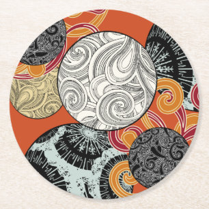 Dessous De Verre Rond Motif Abstrait de Tourbillon Rétro