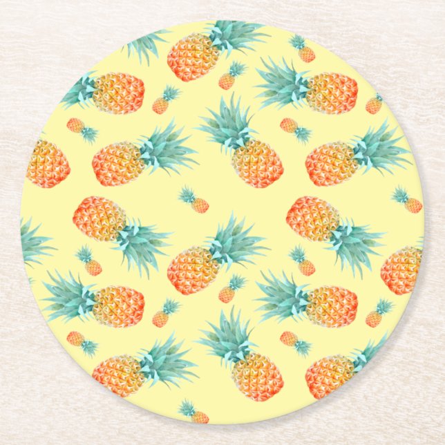 Dessous De Verre Rond Motif ananas (Devant)