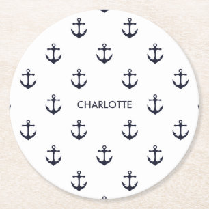 Dessous De Verre Rond Motif Ancre mignon