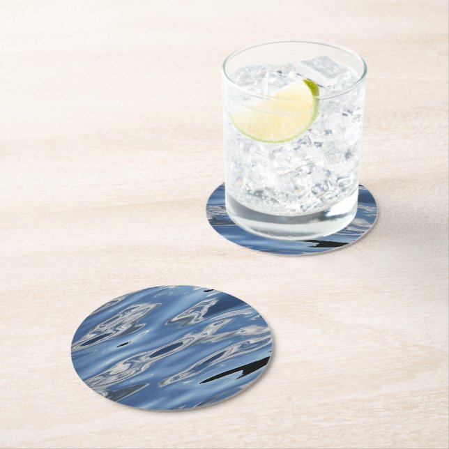 Dessous De Verre Rond motif bleu abstrait cool (En situation)