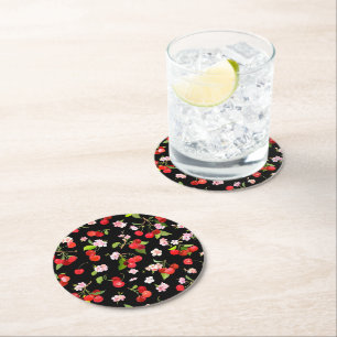 Dessous De Verre Rond Motif cerise 2