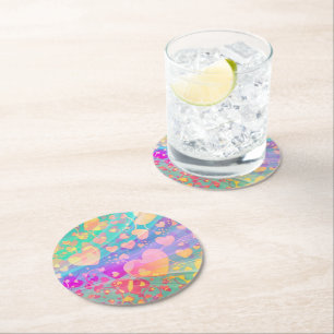 Dessous De Verre Rond Motif d'amour de cœur Design pastel